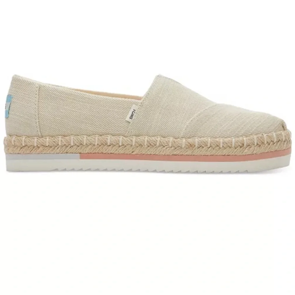 TOMS Alpargata Platform Espadrille Slip On Shoes Beige Womens Size 9.5W NEW